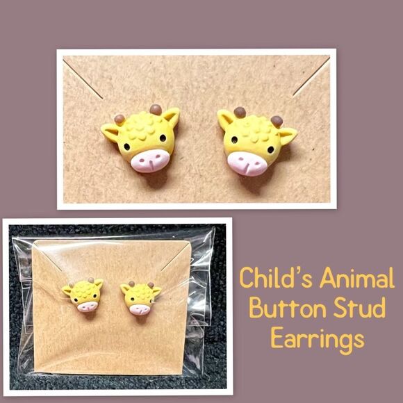 Child Animal Stud Earrings, Slime Charm Stud Earrings, Child Earrings - Picture 1 of 1